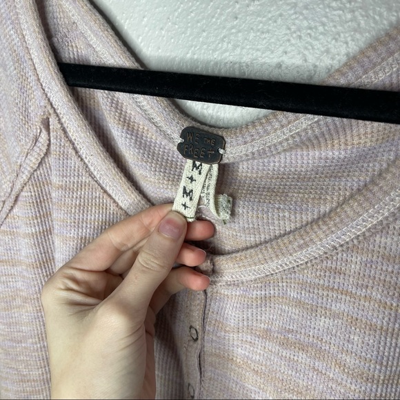 We the Free Free People Pink Coastline Peplum Long Sleeve Ruffle Hem Sweater Med - Picture 8 of 11